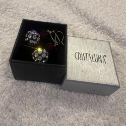 Boucles d oreilles cristaluna la perla acrylique transparent avec swarovski cristal neuf 301 503 u8