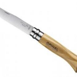 Couteau Opinel n° 6 VRI, lame inox, manche 9,3 cm olivier, virole tournante, en boîte individuelle.