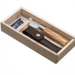 Plumier OPINEL avec couteau OPINEL n° 8 VRI, lame inox, manche 11 cm olivier +étui