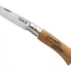 Boite de 12 couteaux OPINEL n°2, lame acier carbone, manche 4,5 cm hêtre, virole fixe.