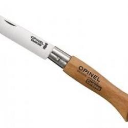Boite de 12 couteaux OPINEL n°5, lame acier carbone, manche 8 cm hêtre, virole fixe.