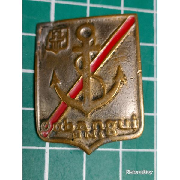 TRES RARE INSIGNE FABRICATION LOCALE OUBANGUI BM1, 1ERE DFL 39/45 WW2 BATAILLON