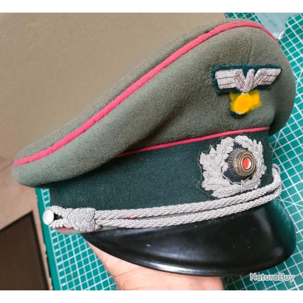 CASQUETTE OFFICIER ALLEMAND WW2 39/45, SCHIRMMUTZE DE VETERINAIRE, FABRICANT EREL