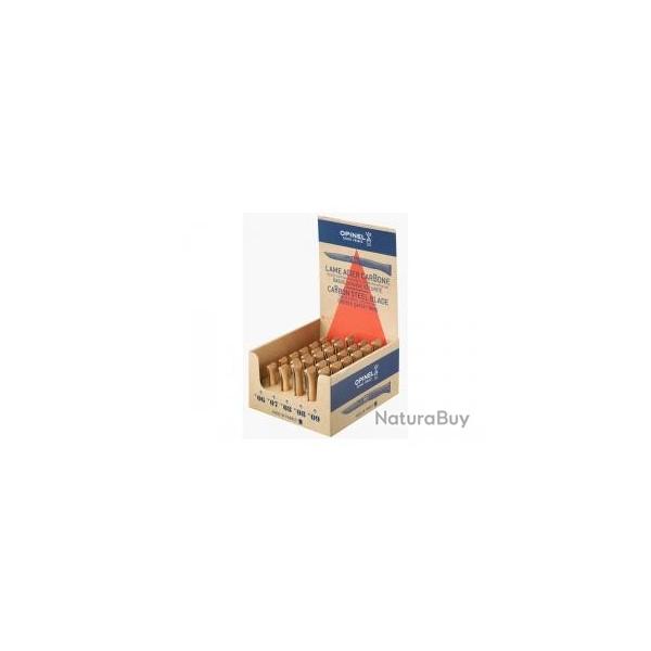 Prsentoir 30 couteaux OPINEL N6,7,8,9 lame acier carbone, manche htre, virole tournante