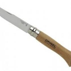 Boite de 12 couteaux OPINEL n° 6VRI, lame inox, manche 9,3 cm hêtre, virole tournante.