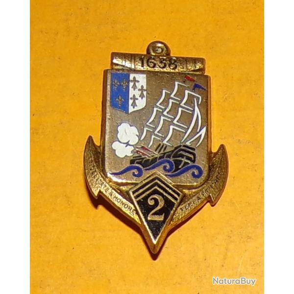 2 Rgt d'Infanterie de Marine, bleu fonc, bolro Drago, cu  un navire et un petit cu bleu et bla