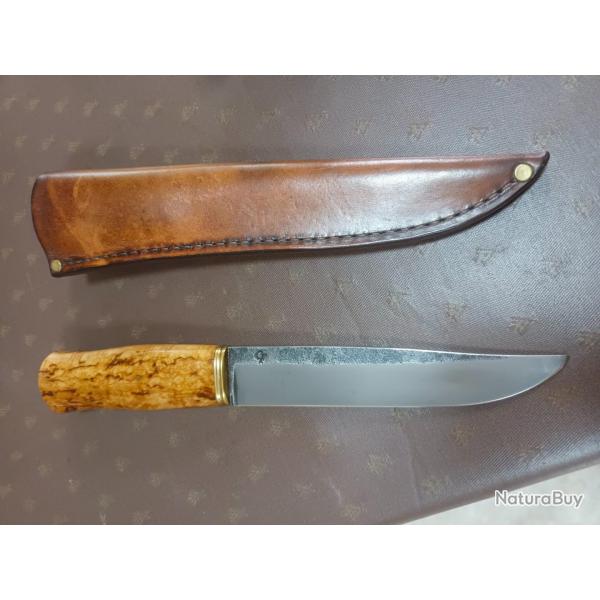 Couteau forg par Fred Charrire lame acier 80 CRV 2 , manche en superbe loupe de frne
