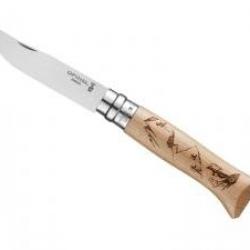 Couteau OPINEL SPORT n° 8 VRI, lame inox, manche 11 cm hêtre, gravure laser, décor rando