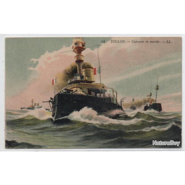 CPA - Marine Militaire - " TOULON " - Cuirasse en marche  N3472