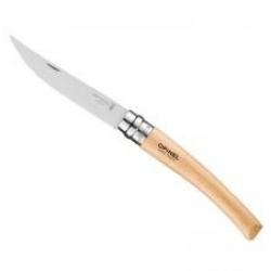 Couteau OPINEL N°10 lame 10 cm effilée inox, manche 12 cm hêtre, virole tournante, en berlingot