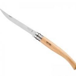 Couteau OPINEL N°12 lame 12 cm effilée inox, manche 14 cm hêtre, virole tournante, en berlingot
