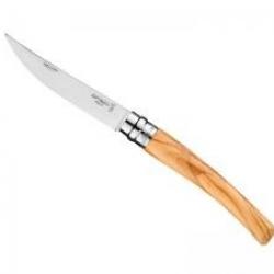 Couteau OPINEL N°10, lame 10 cm effilée inox poli glace, manche 12 cm olivier, virole tournante