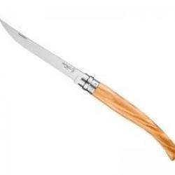 Couteau OPINEL N°12, lame 12 cm effilée inox poli glace, manche 14 cm olivier, virole tournante