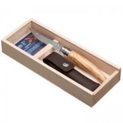 Plumier OPINEL lame 10 cm effilée inox poli glace, manche 12 cm olivier, virole tournante +étui