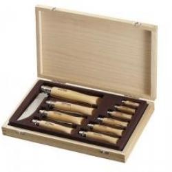 Coffret bois collection 10 couteaux OPINEL inox n° 2I au n° 5I et du n° 6VRI au n° 12VRI