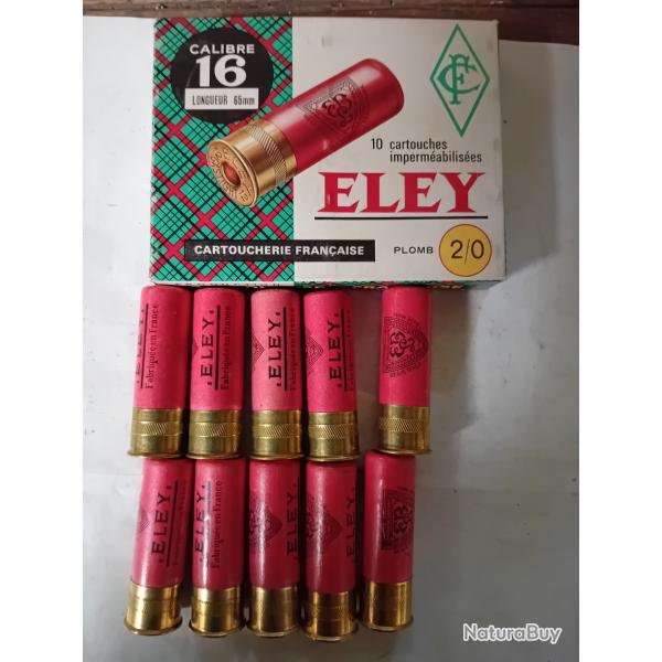 Bote de10 belles cartouches anciennes cal 16 douilles cartons  ELEY  plomb  00