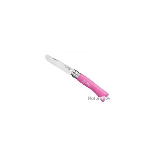 Bote prsentoir de 6 couteaux Mon premier OPINEL n7 VRI lame inox manche charme lasur fuchsia