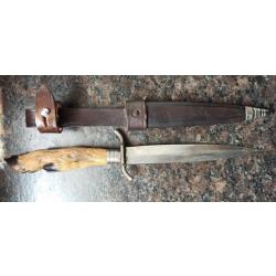 couteau / dague tranchée allemande  1914-18 achat perso " manche en chevreuil"