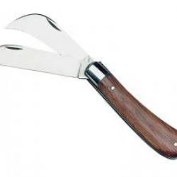 Couteau électricien, 2 pièces acier fin (lame, serpette), manche 10 cm palissandre.