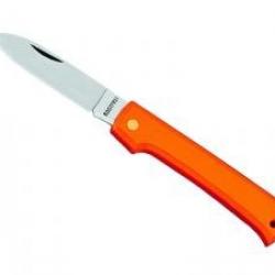 Couteau bricoleur, lame inox, manche 11 cm nylon orange.