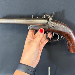 ÉNORME PISTOLET DE VÉNERIE calibre 16mm à broche