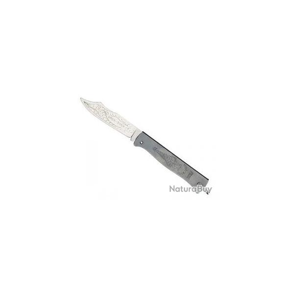 Couteau  DOUK-DOUK , lame acier carbone forge et grave, manche 11 cm mtal bronze d'arme