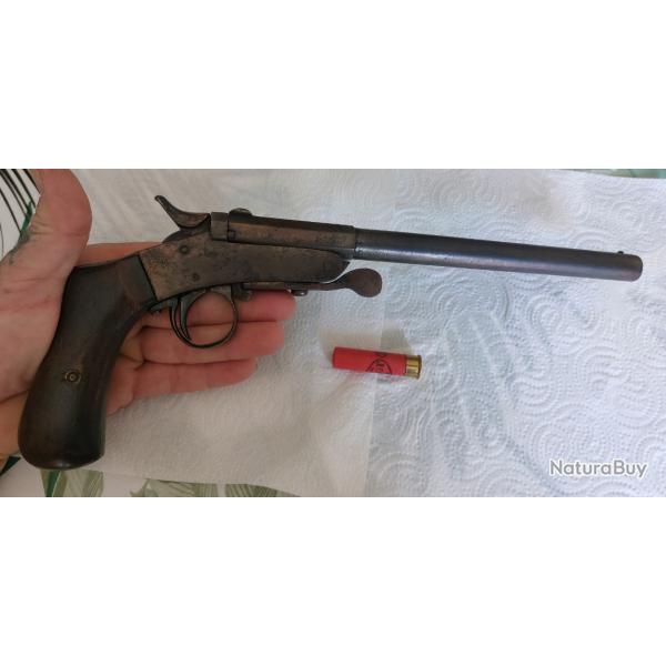 Magnifique Rare Pistolet de Tir de Salon ou Vnerie Calibre 12mm/65 Parfait tat
