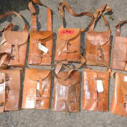 RARE SACOCHE CUIR TRANSPORT PISTOLET LANCE FUSEES 1918  #.9