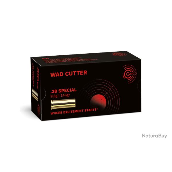 Munition Geco Wad Cutter 9.6g 146gr - Cal. 38 spcial x10 boites