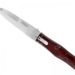 Couteau automatique MIKOV PREDATOR  RAFFIR lame acier inox N690 manche rouge +étui