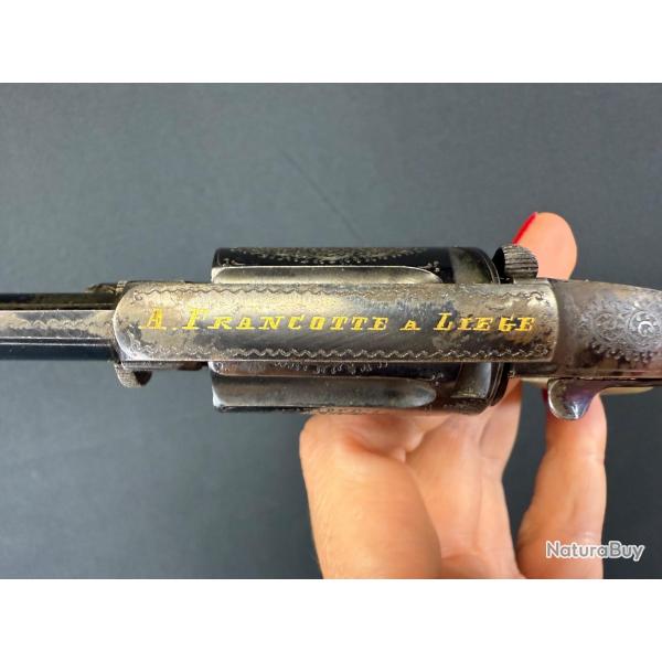 SUPERBE REVOLVER HAMMERLESS AUGUSTE FRANCOTTE  LIEGE cal 6mm VELODOG