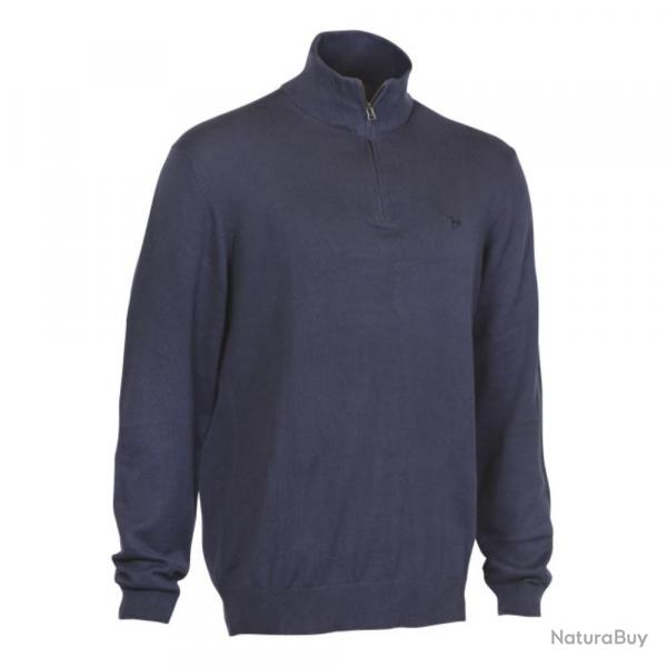 PULL VERNEY CARRON  WEEKEND COL ZIPPE BLEU HOMME TAILLE L