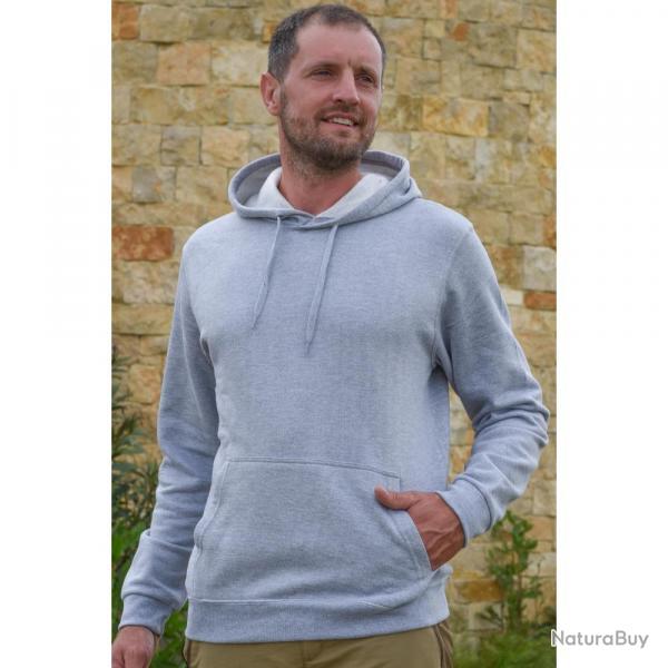 SWEAT CAPUCHE BARTAVEL HOODIE UNI GRIS CLAIR