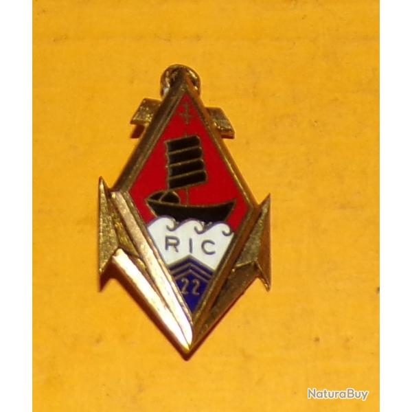 22 Rgiment d'Infanterie Coloniale, mail, dos guilloch ,losange fond rouge  une jonque noire sur