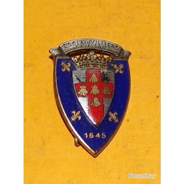 3 Rgiment de Cuirassiers, dos guilloch, pingle sertie , ESCLAINVILLIERS CAVALERIE, cu bleu aux
