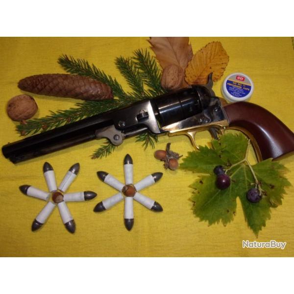 Cartouches papier PN, Calibre 44,  2gr Pnf2. Ogivales Colt Walker ou Dragon (454) x 48