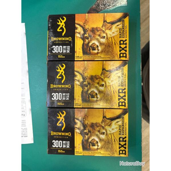 3 boites de munitions BROWNING 300wm BXR 155gr