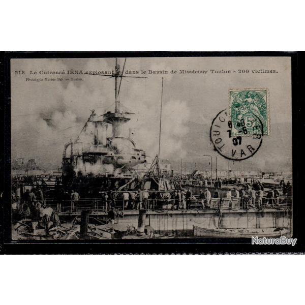 CPA - Marine Militaire - LE CUIRASSE IENA EXPLOSANT DANS LE BASIN DE MISSIESSY TOULON  N3864