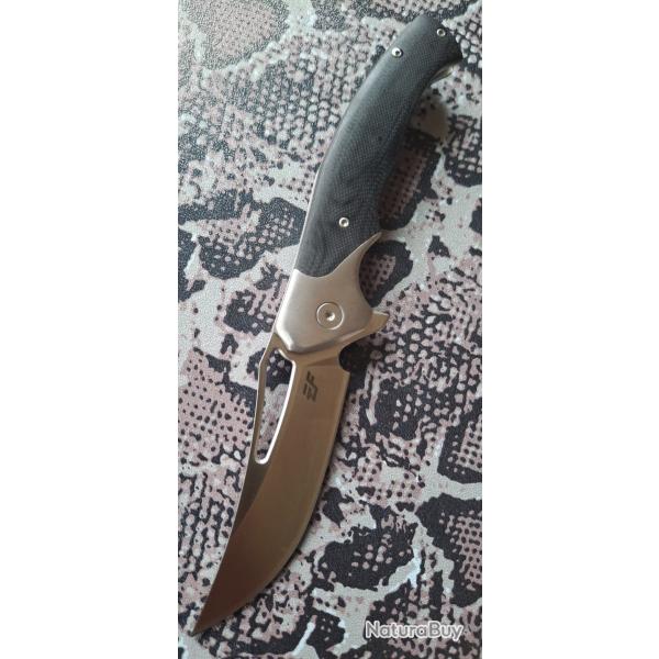 Eafengrow EF7 - Couteau pliant - Lame acier K110 - Manche G10 + Acier inox - Flipper