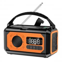 Radio Météo d'Urgence 12000mAh Recharge Solaire, Lampe, Banque d'Alimentation Portable Camping Orang