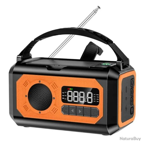 Radio Mto d'Urgence 12000mAh Recharge Solaire, Lampe, Banque d'Alimentation Portable Camping Orang