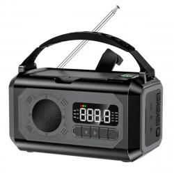Radio Météo d'Urgence 12000mAh Recharge Solaire, Lampe, Banque d'Alimentation Portable Camping Noir