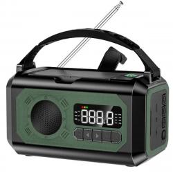 Radio Météo d'Urgence 12000mAh Recharge Solaire, Lampe, Banque d'Alimentation Portable Camping Vert