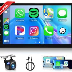 Autoradio 2 Din 4G+64G 7 Pouces Android, Écran Tactile Carplay sans Fil 2 Din Autoradio avec Android