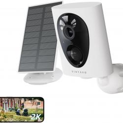 Caméra Surveillance WiFi Extérieure sans Fil 2K Batterie avec Panneau Solaire Intégré, Étanche, PIR
