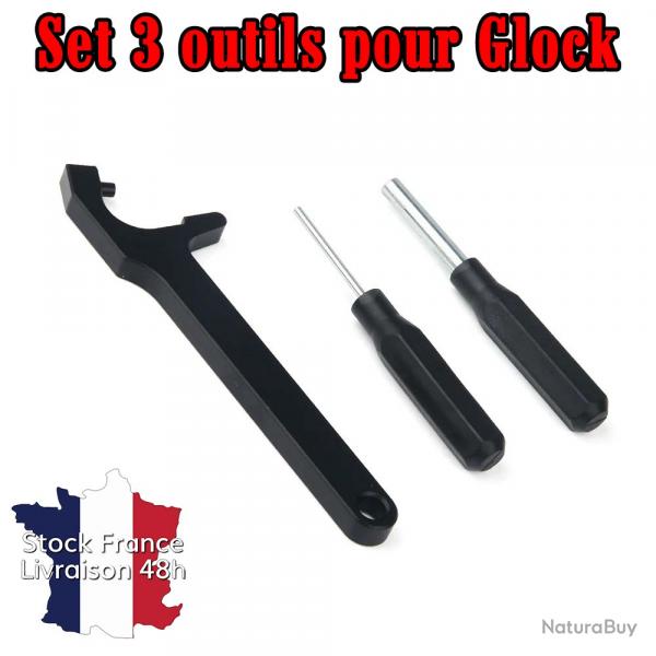 Set de 3 outils pour Glock - Chargeur, guidon aimant et chasse goupille - Stock France