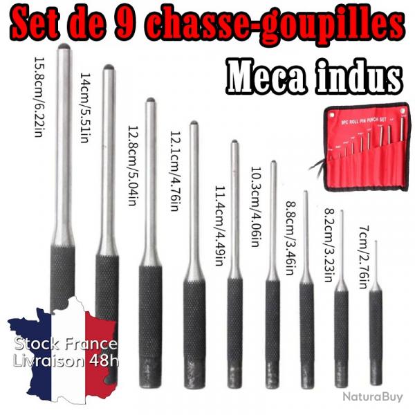 Set de 9 poinons chasse-goupilles meca indus - Stock France