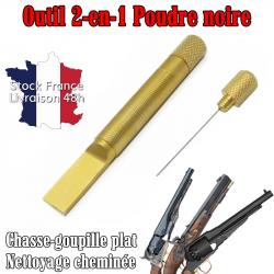Outil poudre noire 2-en-1 - Nettoyage cheminée et chasse goupille queue d'aronde - Stock France