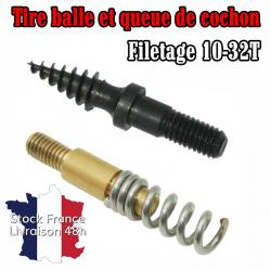 Extracteur tire-balle et queue de cochon 10-32T pour l'extraction de balle coincée - Stock France