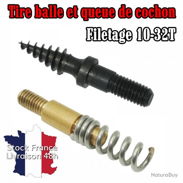 Extracteur tire-balle et queue de cochon 10-32T pour l'extraction de balle coince - Stock France
